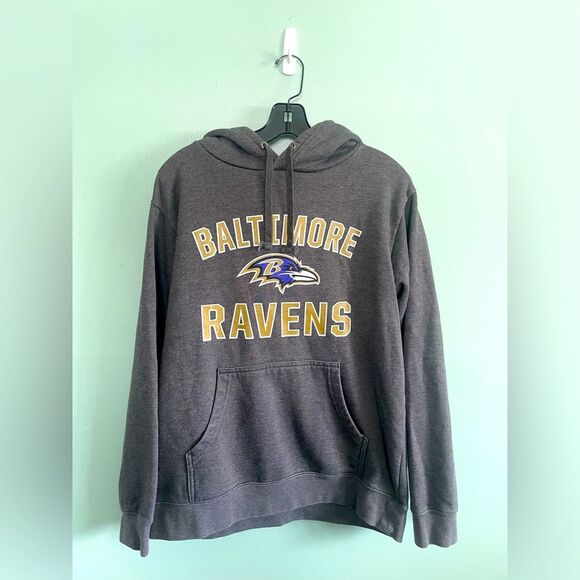 NFL Fanatics Baltimore Ravens Grey Heavy Hooded Sweatshirt SZ M - Picture 1 of 5